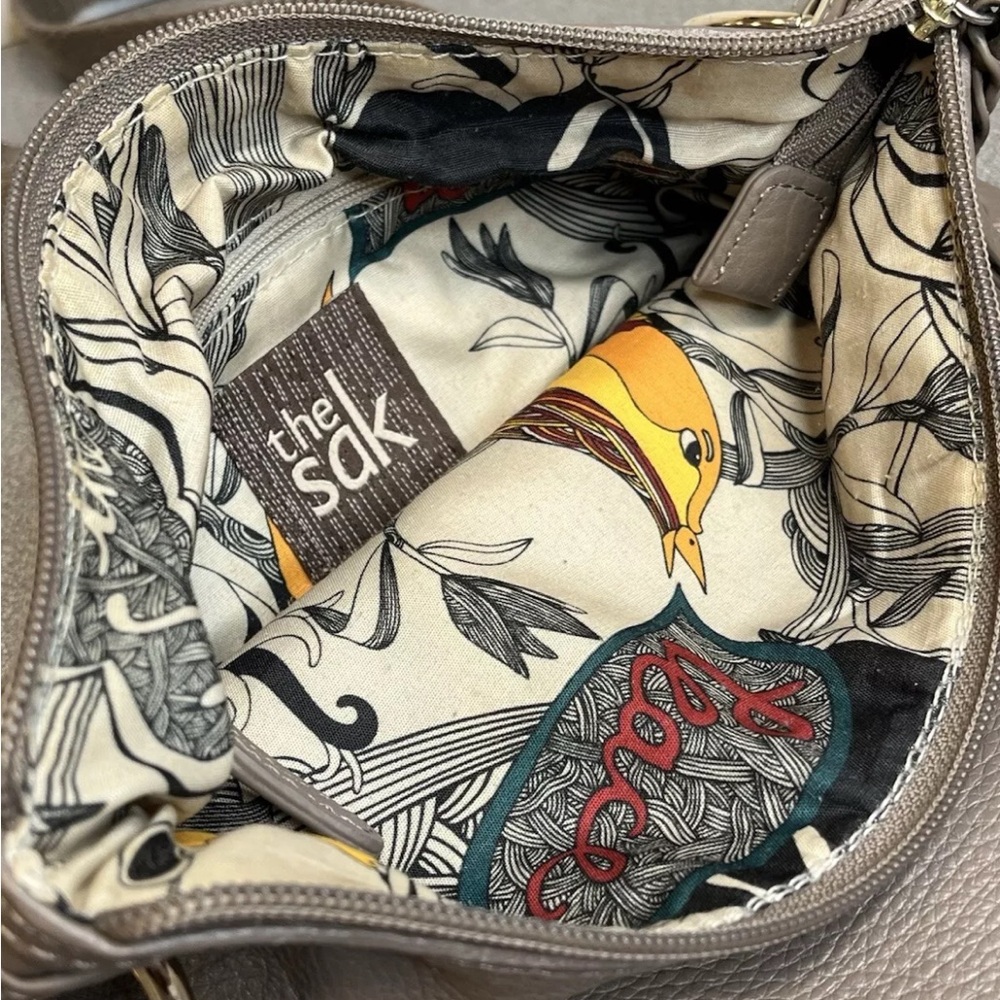 THE SAK Boho NATURE & BIRD Lining Leather Crossbody Bag HAPPY & FREE